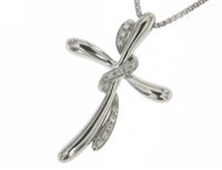 Pendentif Mirco Visconti Femme Girocollo croce in Or blanc Diamante 0.04 Ct MV80 - MV80